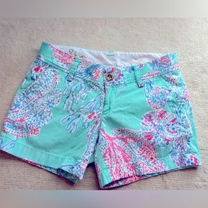 Lilly pulitzer pink green blue Callahan shorts size 0